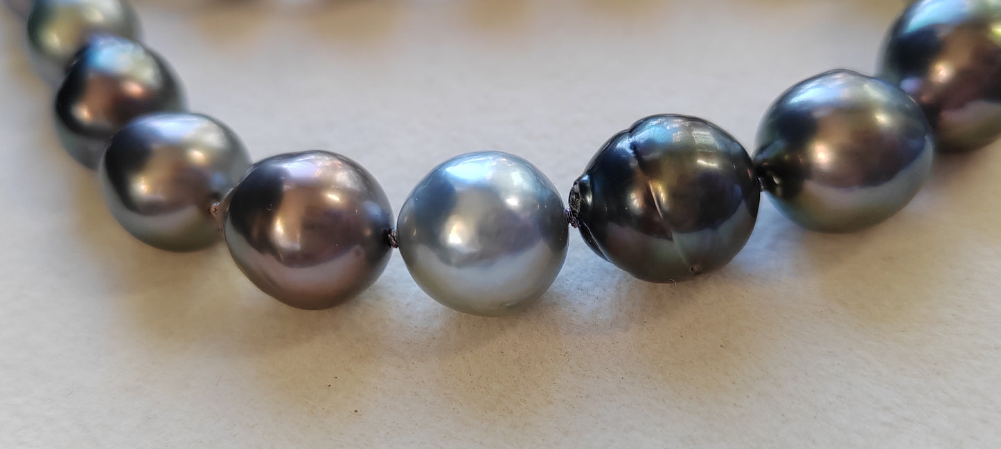 9.3-12mm Genuine Tahitian south sea pearls Baroque necklace