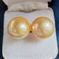 18k gold essential earrings studs genuine golden south sea pearls 12.8mm