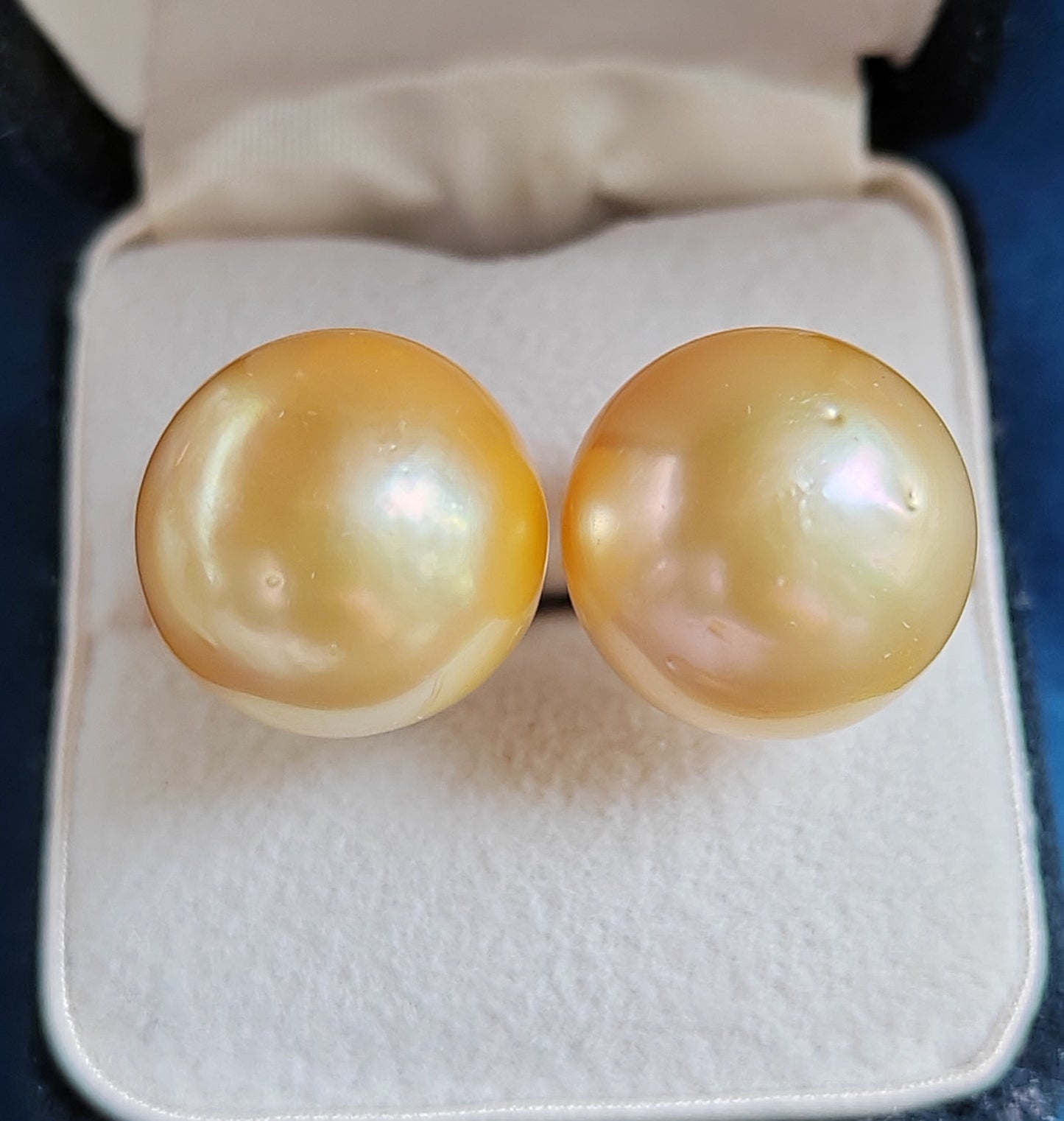 18k gold essential earrings studs genuine golden south sea pearls 12.8mm
