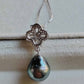 'Silver Clovers' Jewellry set Genuine tahitian sea pearls 9.6-9.9mm