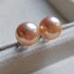 10.2mm Genuine freshwater pearls essential earrings studs Peach