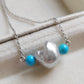 'Wild' Natural Turquoise genuine Australian south sea Keshi pearl necklace