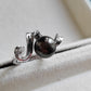 9.3mm Genuine tahitian south sea pearl silver wave ring