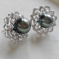 'Dahlia' Two-way earrings genuine tahitian south sea and akoya pearls