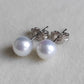 Silver earrings studs genuine freshwater pearls 6-6.5mm