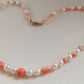 Genuine Japanese akoya pearls and coral necklace 3.3-7.7mm
