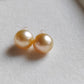 10mm Genuine golden south sea pearls Essential earrings studs 14k gold