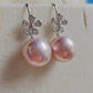 11.4mm Genuine freshwater pearls 'Flowers' earrings