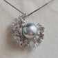 'Moon flowers' necklace genuine tahitian south sea pearl 9.4mm