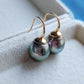9k gold French hook earrings genuine tahitian south sea pearls 11mm