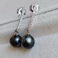 Classic Dangling earrings Genuine tahitian south sea pearl 8.8mm Round