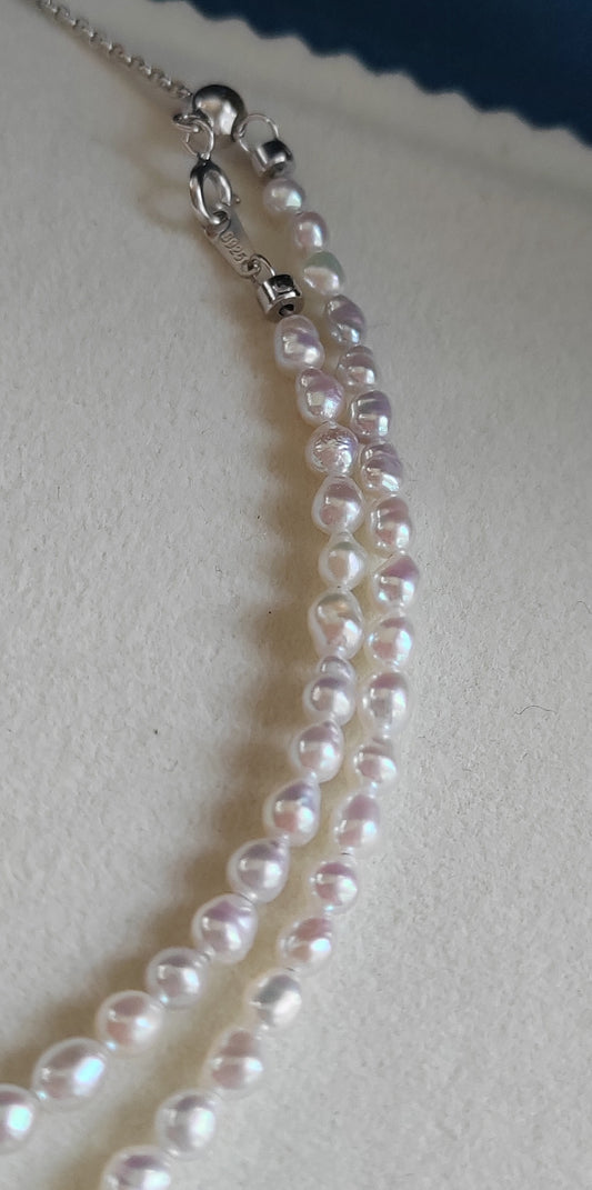 3.5-4mm Genuine freshwater keshi pearls classic necklace