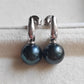 9.9mm Genuine tahitian south sea pearls round classic earrings sterling silver