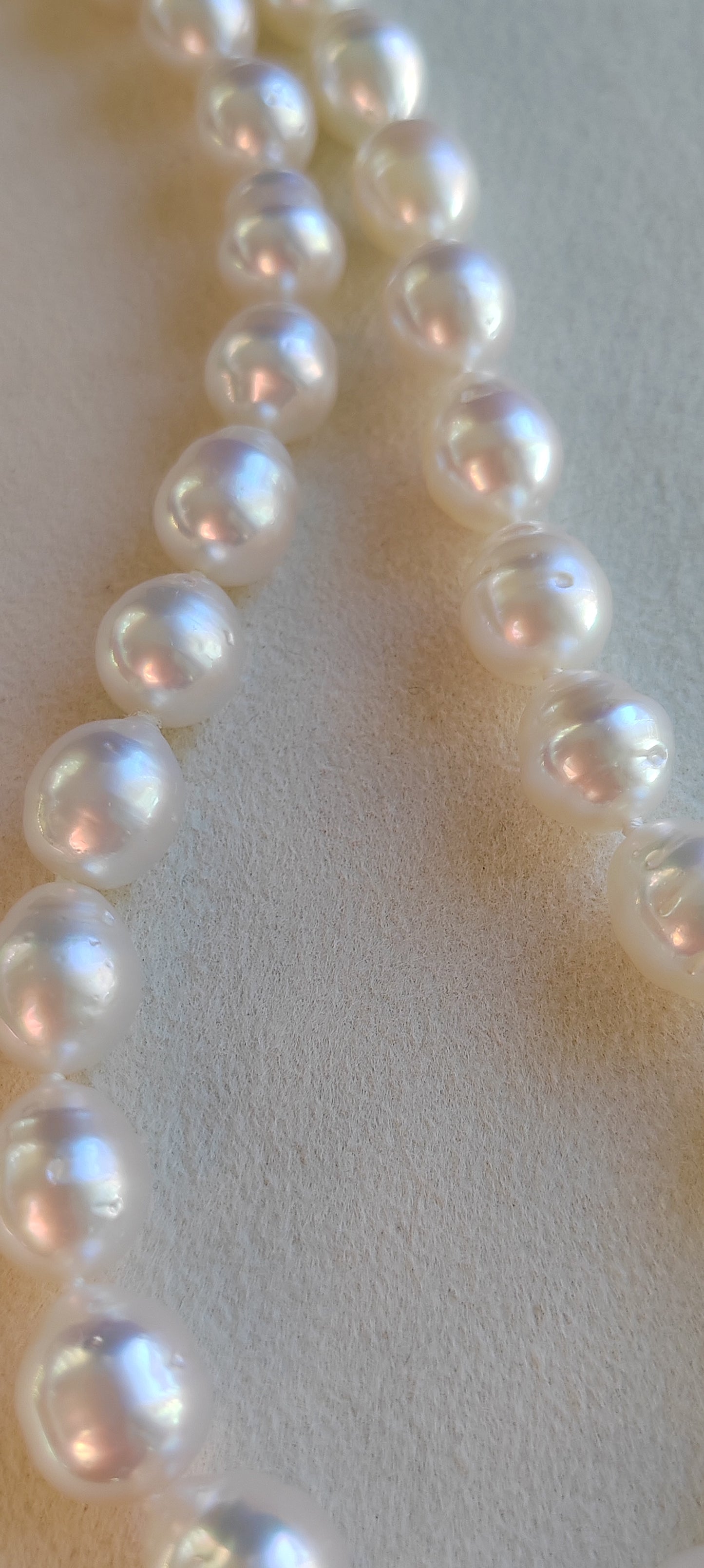 9-10.8mm Genuine Australian south sea white pearls 14k gold necklace