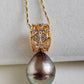 11.2x13.6mm Genuine Mangareva Tahitian sea pearl 'Light Neon' pendant