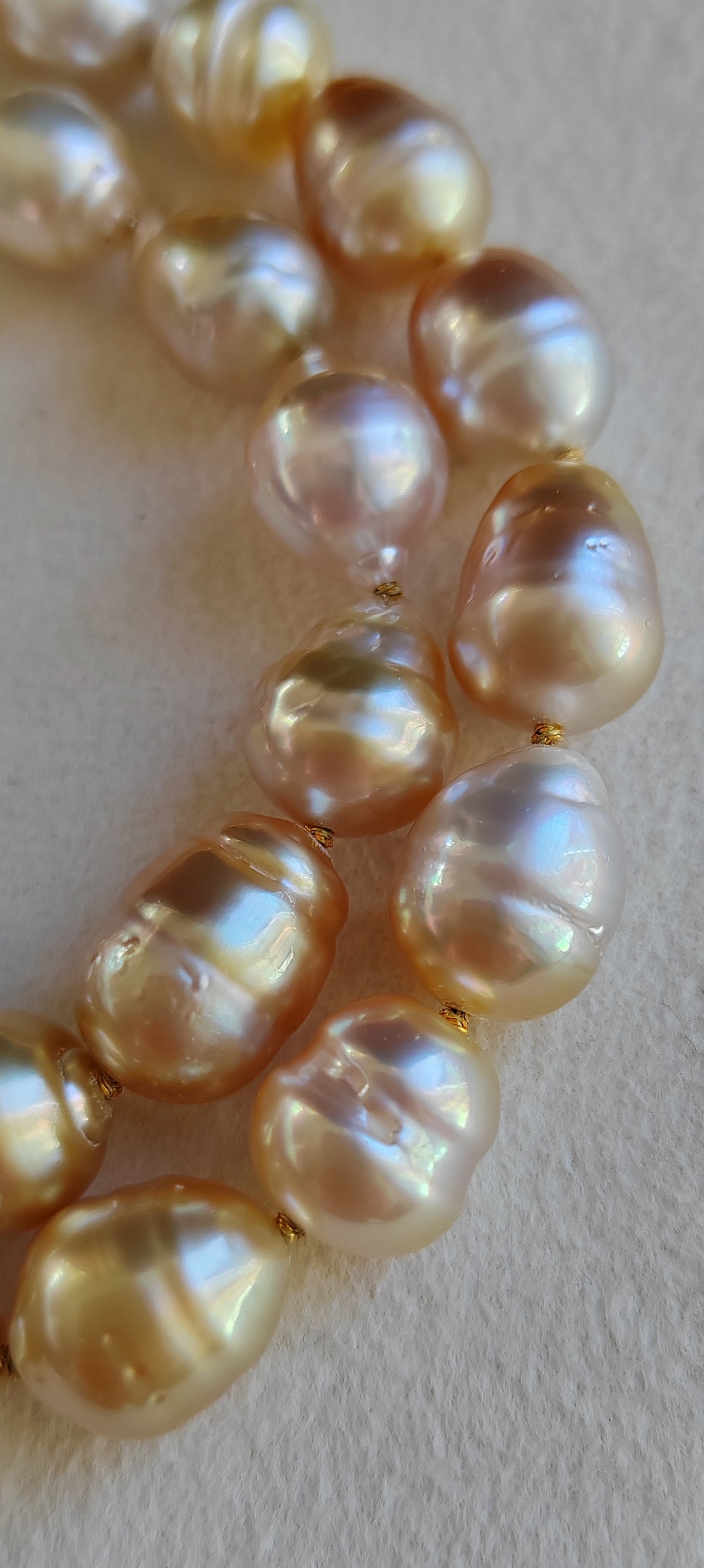 8.2-11.7mm Genuine golden south sea pearls classic baroque necklace