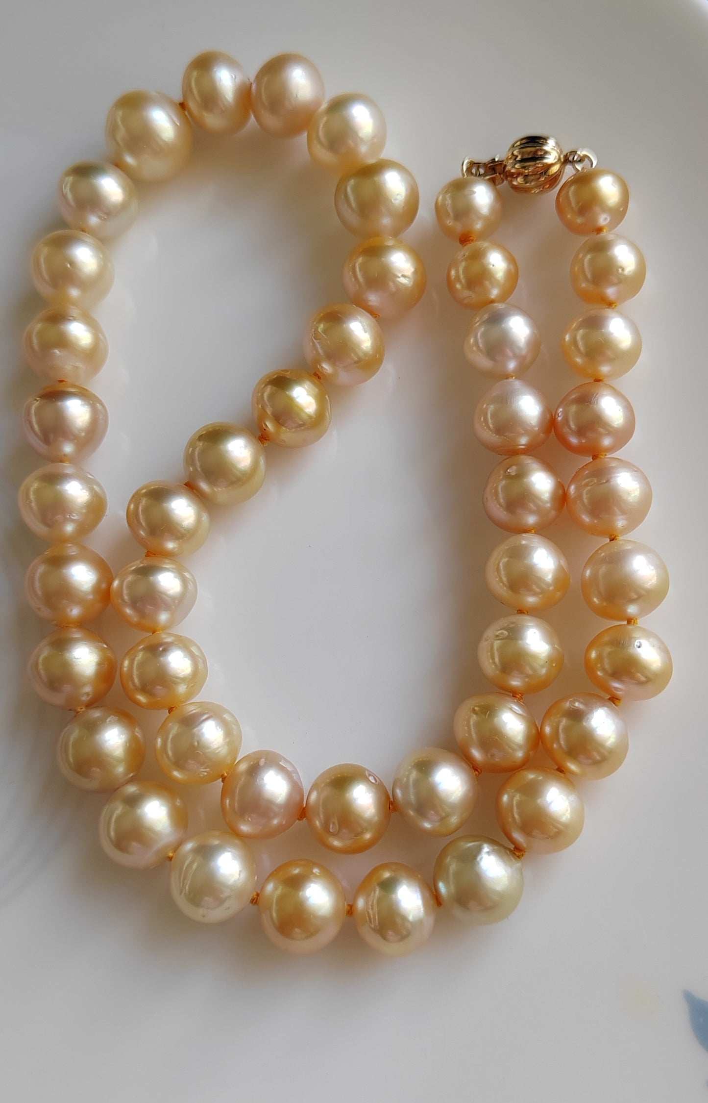 8-11.1mm Genuine golden south sea pearl necklace strand