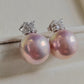 'Silver Clovers' jewelry set Genuine freshwater pearls 13-13.4mm