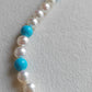 14k gold necklace Natural Sleeping Beauty Turquoise and Genuine Japanese akoya pearls