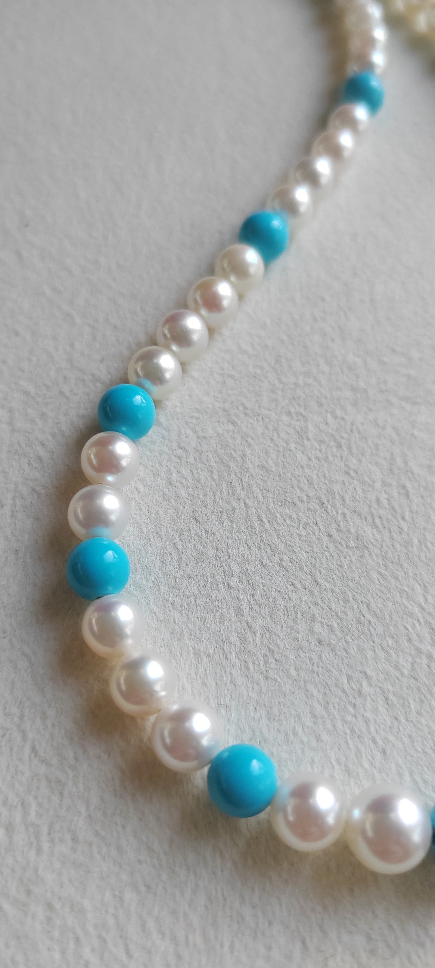 14k gold necklace Natural Sleeping Beauty Turquoise and Genuine Japanese akoya pearls