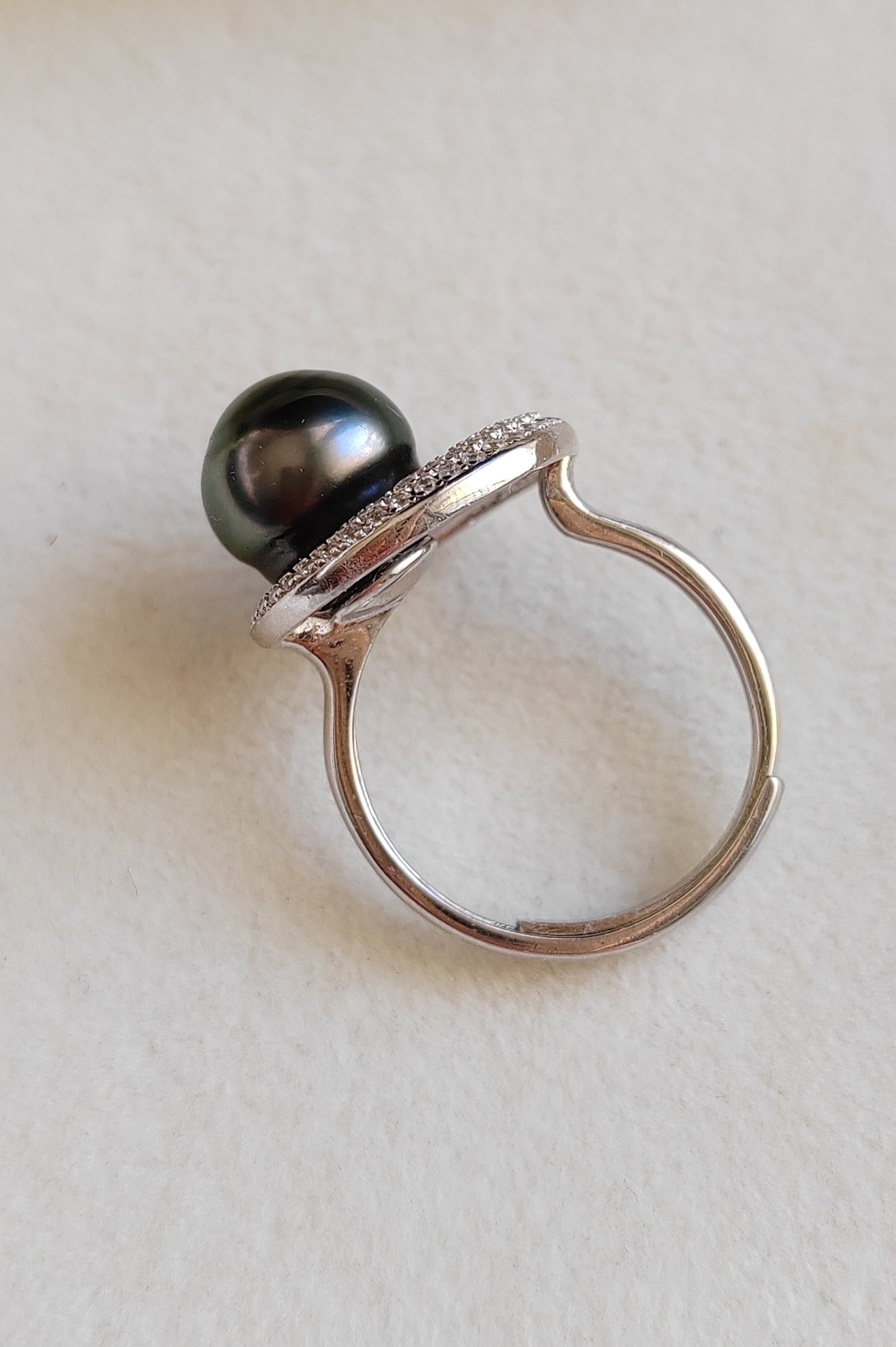 'Moon' ring genuine tahitian pearl 9.4mm