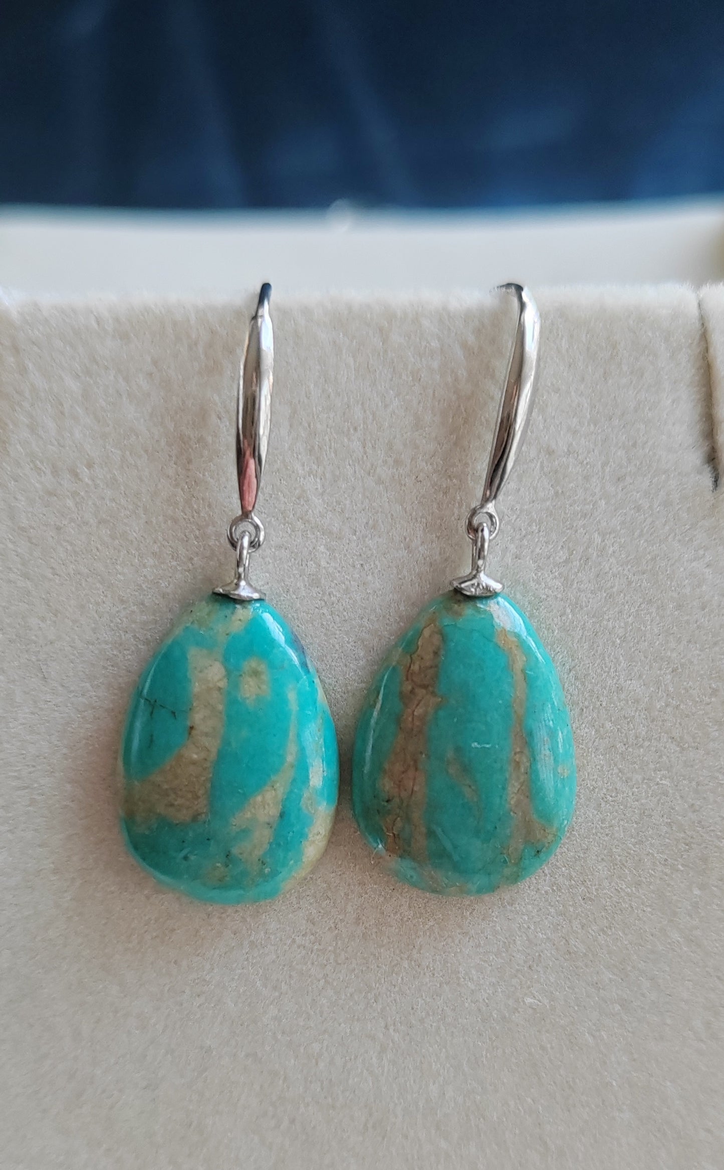 13x18mm Natural Morenci Turquoise French style earrings silver