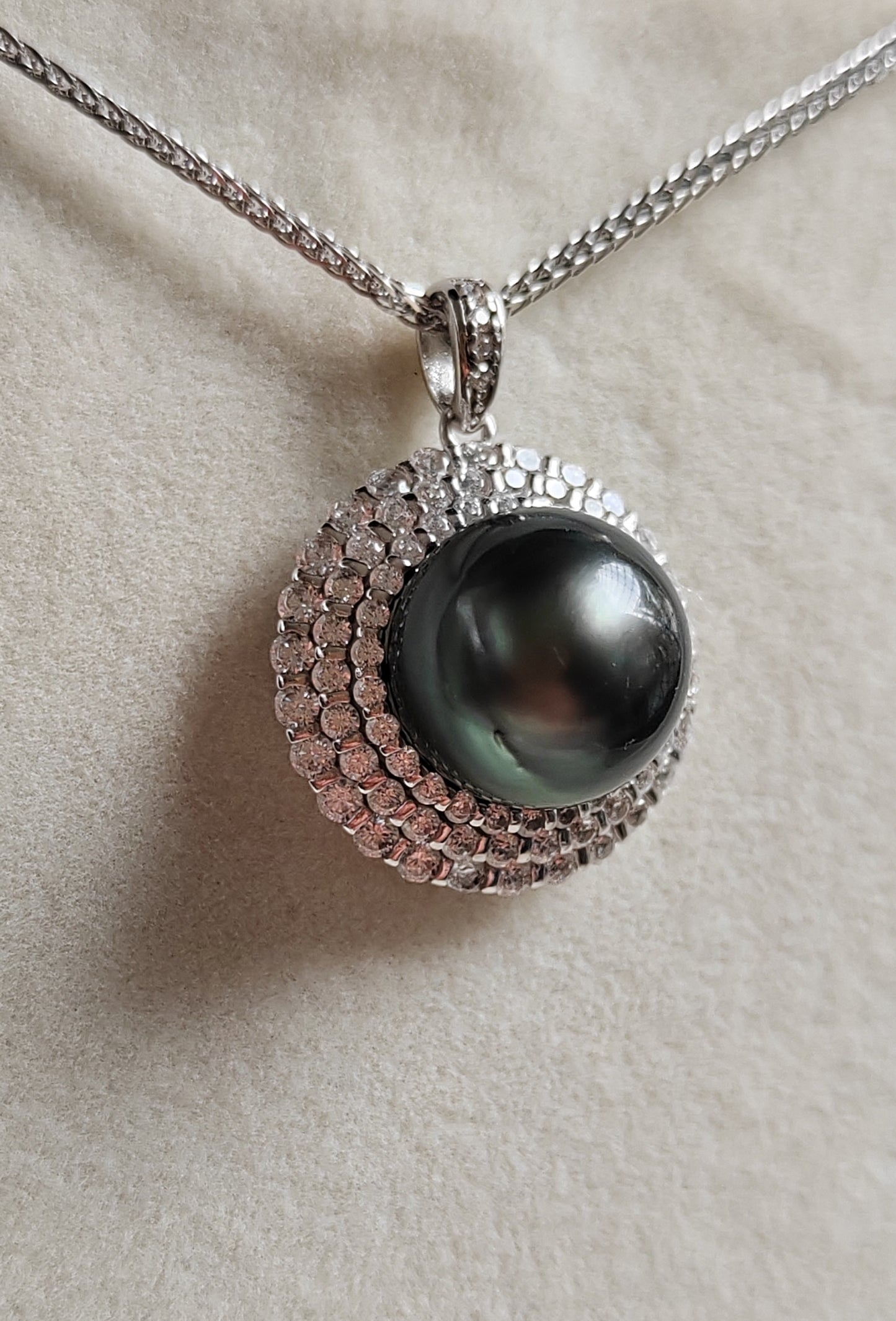 11.6mm Genuine tahitian south sea pearl luxury style necklace silver