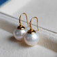 11.3mm genuine freshwater pearls 9k gold French hook earrings AAAA