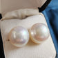 12.9mm Genuine Australian south sea white pearl classic earring studs