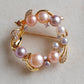 3.5-7.6mm Genuine freshwater pearls multicolour flower brooch