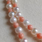 Genuine Japanese akoya pearls and coral necklace 3.3-7.7mm