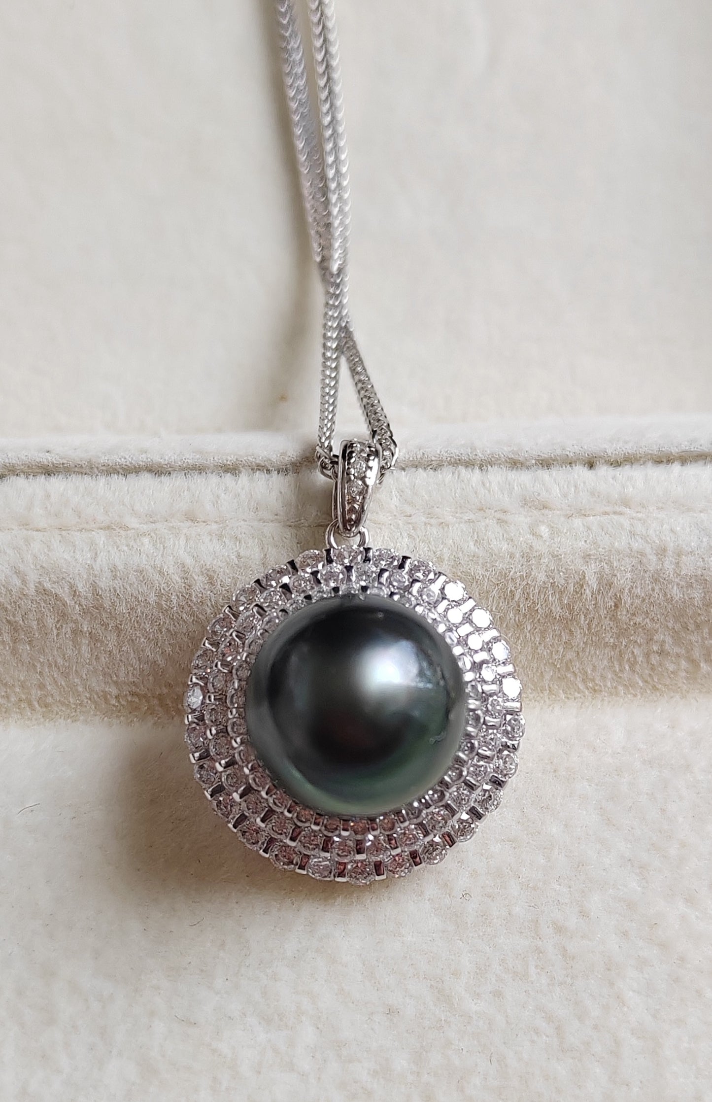11.6mm Genuine tahitian south sea pearl luxury style necklace silver