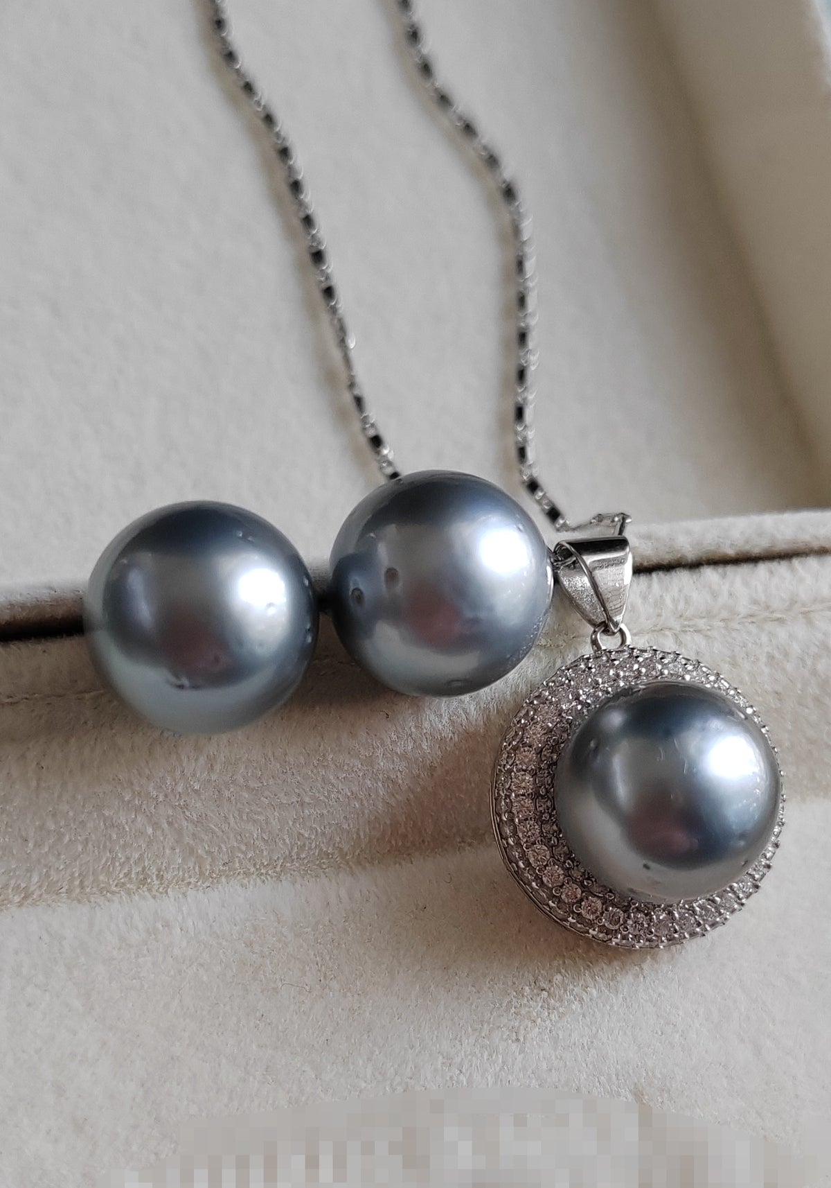 12-12.2mm Genuine tahitian sea pearls classic jewellry set