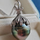 16.3x20mm Genuine tahitian sea pearl enhancer necklace silver