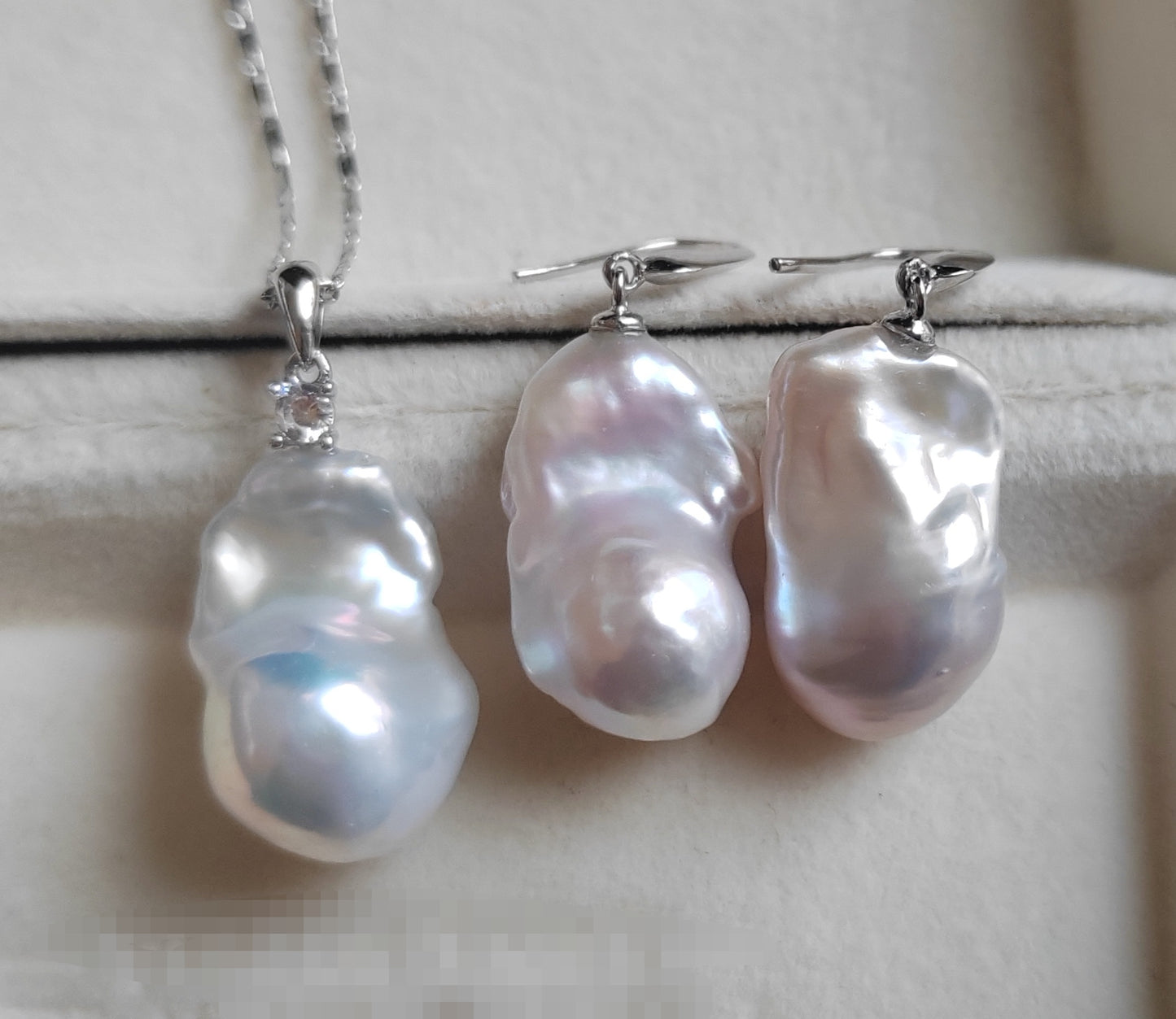 Classic baroque jewelry set Genuine freshwater pearl 12-13mm x20mm