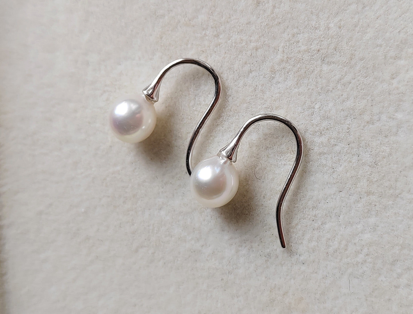 6.3mm Genuine Japanese akoya pearls French hooks earrings