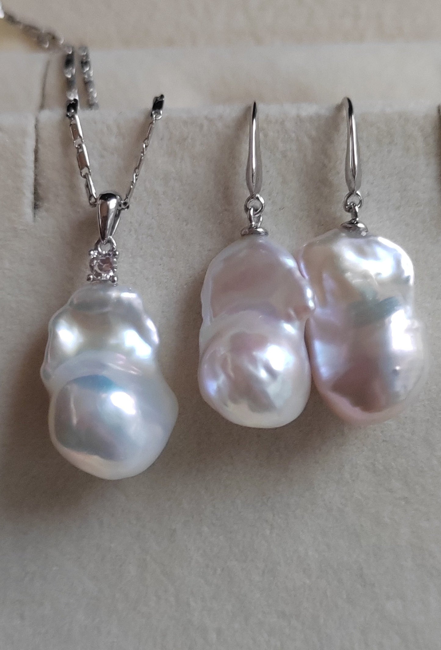 Classic baroque jewelry set Genuine freshwater pearl 12-13mm x20mm