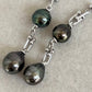 8.6-9.4mm Genuine tahitian south sea pearls double-beauty earrings silver