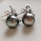 Art Deco earrings silver Genuine tahitian pearls 10.3mm
