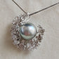 'Moon flowers' necklace genuine tahitian south sea pearl 9.4mm