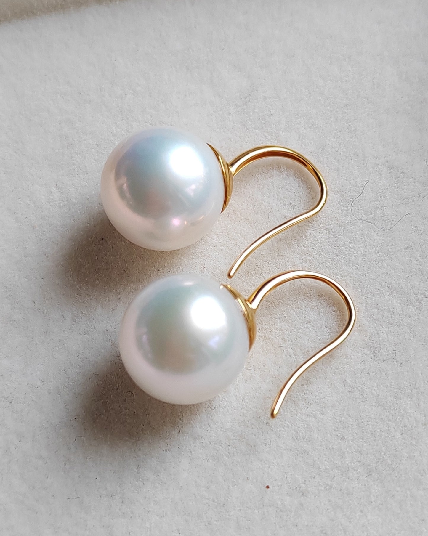 11.3mm genuine freshwater pearls 9k gold French hook earrings AAAA