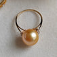 10.9mm Genuine golden south sea pearl 18k gold solitaire ring