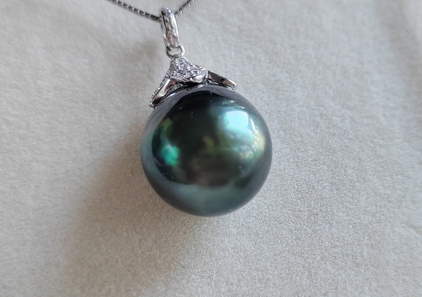 13.3mm Genuine tahitian south sea pearl pendant with chain necklace