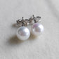 Silver earrings studs genuine freshwater pearls 6-6.5mm