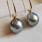 10mm Genuine Tahitian Mangareva pearl AAA 18ct gold French hook earrings