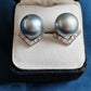 10.3mm Genuine tahitian sea pearls silver earrings