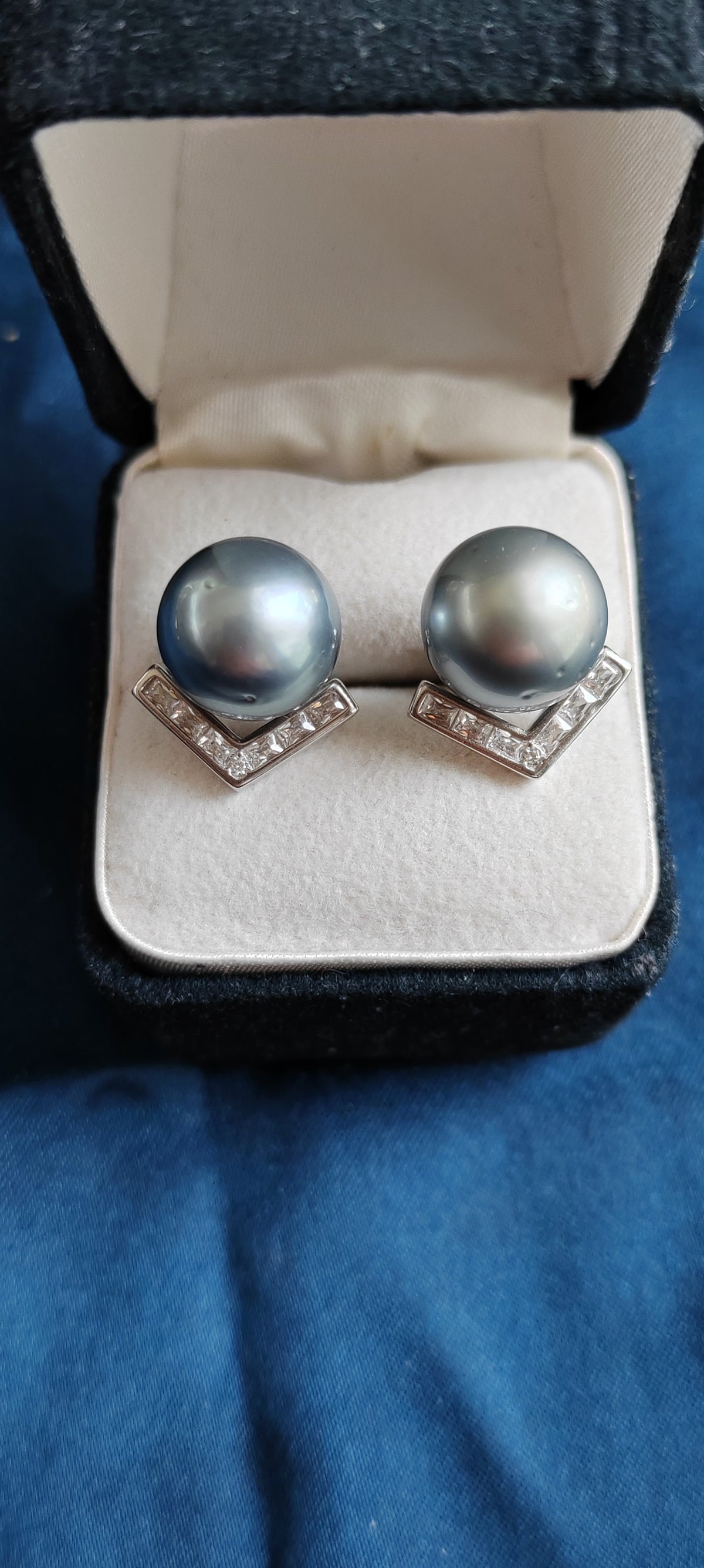 10.3mm Genuine tahitian sea pearls silver earrings