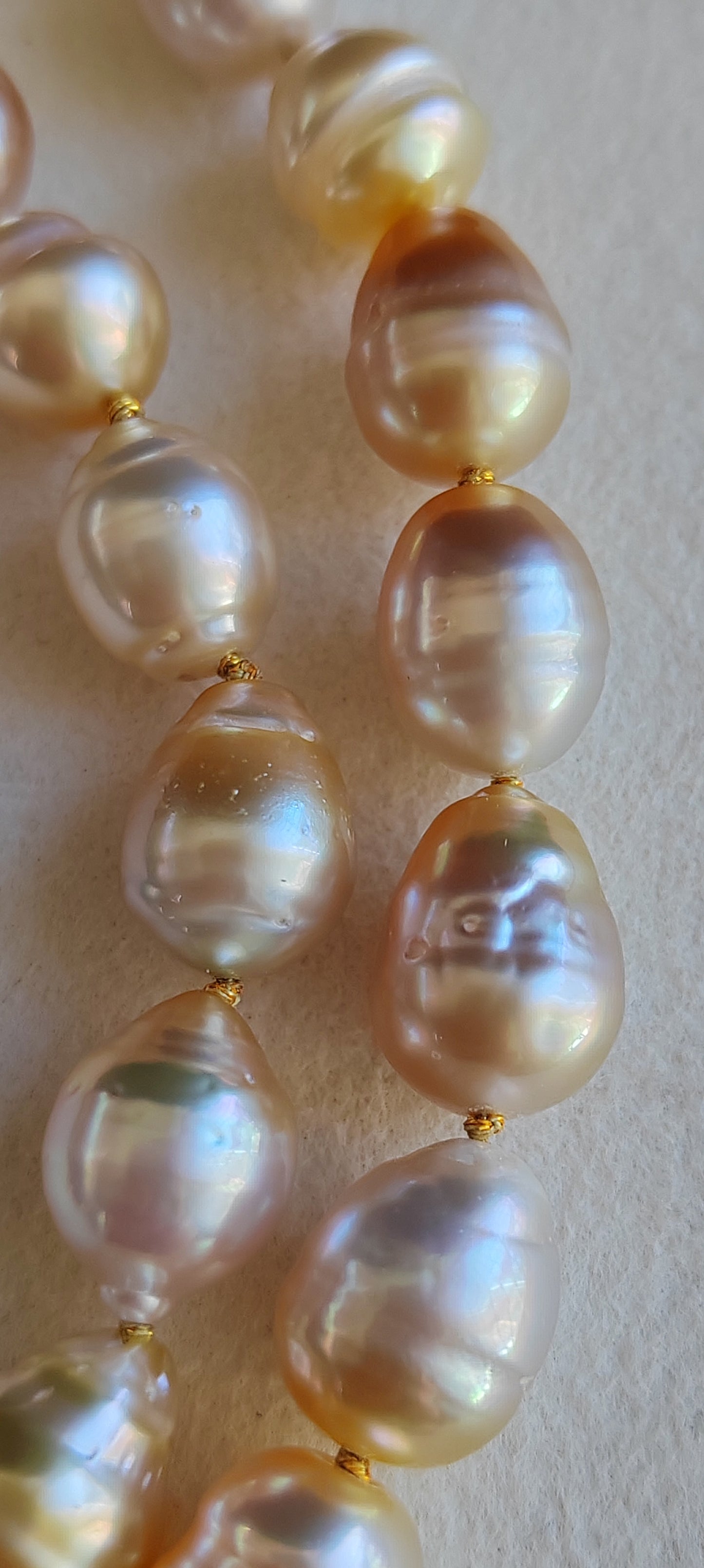 8.2-11.7mm Genuine golden south sea pearls classic baroque necklace