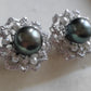 'Dahlia' Two-way earrings genuine tahitian south sea and akoya pearls