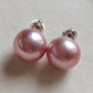 12.3mm Genuine freshwater pearls essential earrings studs silver